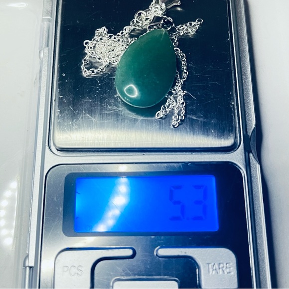 New Natural Green Chalcedony 925 Sterling Silver Handmade Water Drop Necklace - Picture 4 of 13